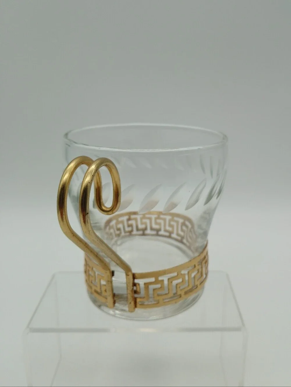 Libbey Clear Glass Cup with Gold Tone Trim and Handle (1 Replacement)